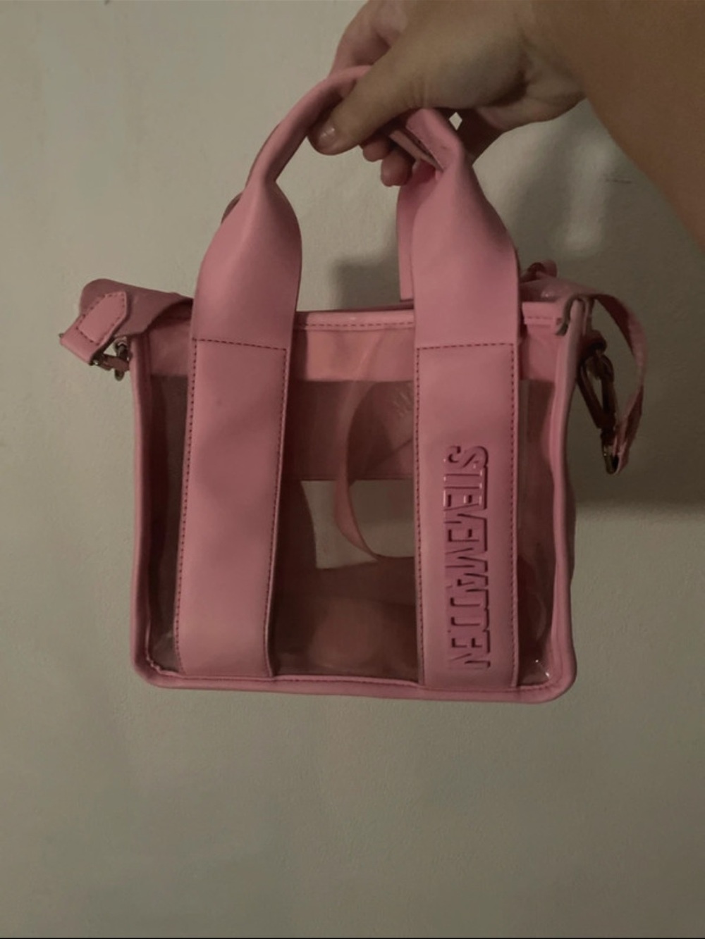 Steve Madden Pink Clear Mini Tote with Top Handles